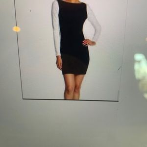 VINCE CAMUTO black and white long sleeve dress